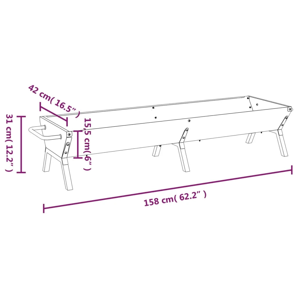 Vassoio per Barbecue Argento 158x42x31 cm Acciaio Inox CFW1560792