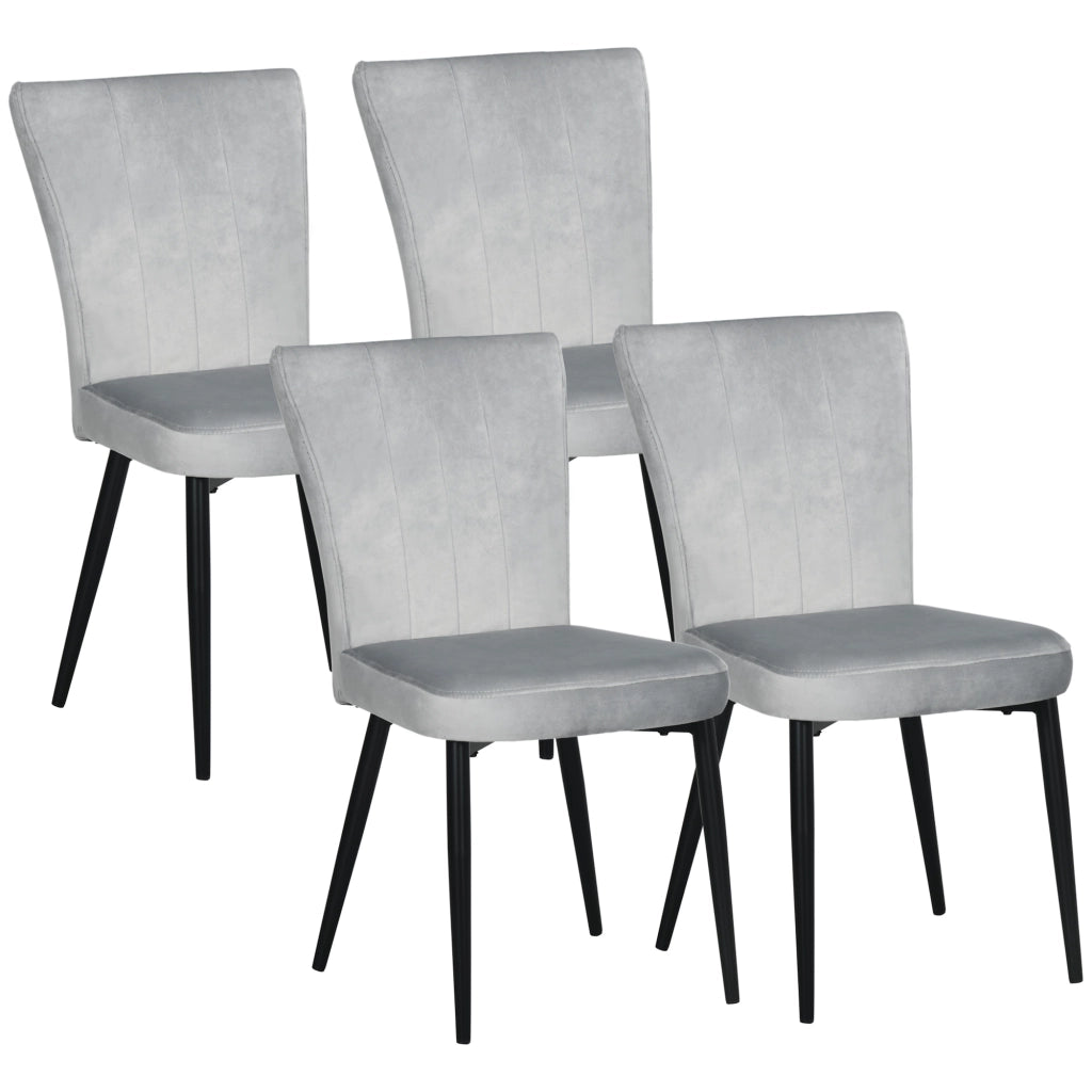 Set di 4 sedie da pranzo moderne grigie in poliestere con schienale alto e struttura stabile