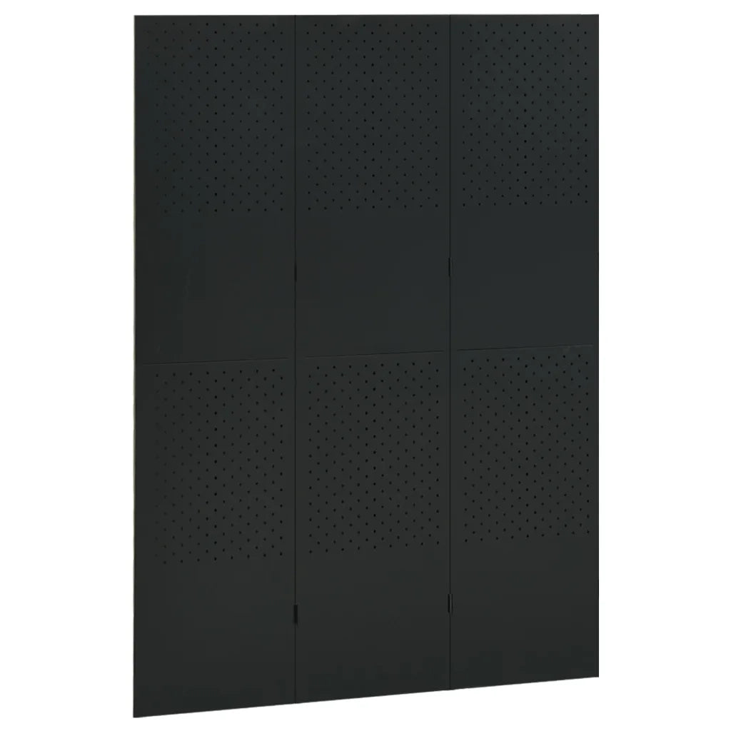 Paravento a 3 Pannelli Nero 120x180 cm in Acciaio 335895