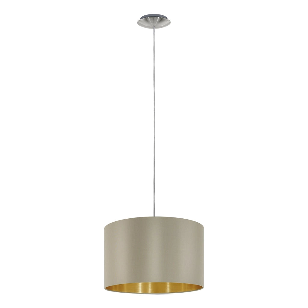 Lampadario A Sospensione Contemporaneo Maserlo Acciaio Nichel Tortora 1 Luce E27
