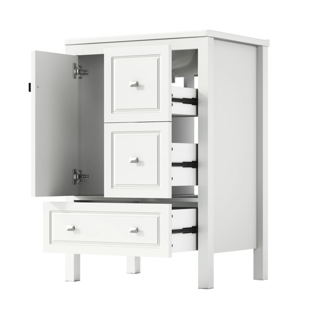 Mobile lavabo da bagno freestanding con lavabo in ceramica bianco