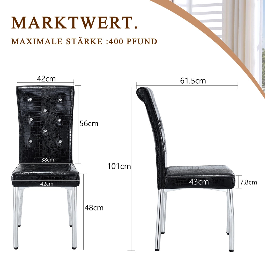 SEDIA DA PRANZO Set da 2 Nero in PVC effetto pelle con gambe in metallo galvanizzato