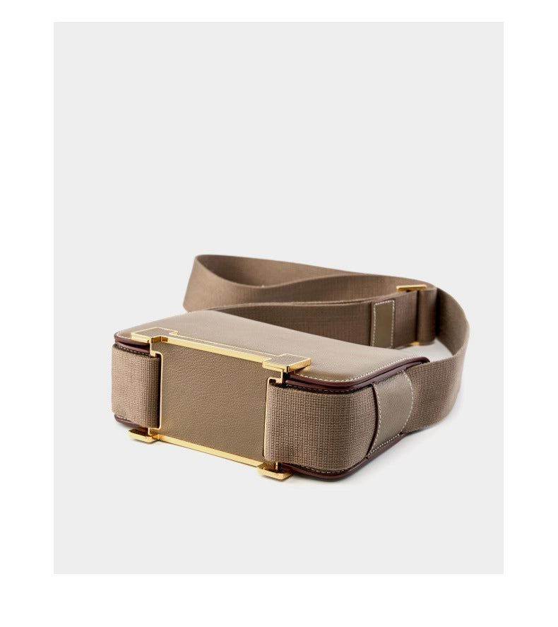 Borsa da donna in vera pelle, borsa a tracolla, piccola, quadrata, grigia