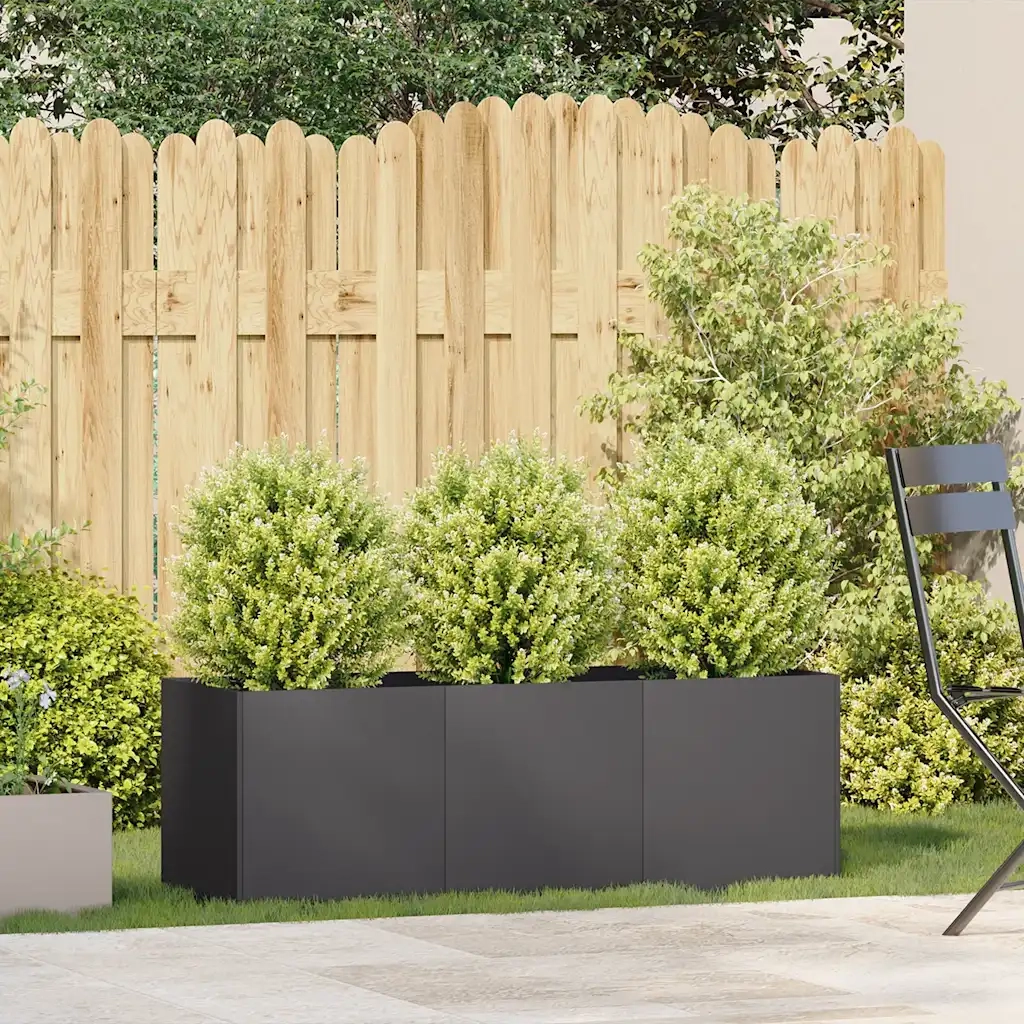 Fioriera Nera 120x40x40 cm Acciaio Laminato a Freddo 860675