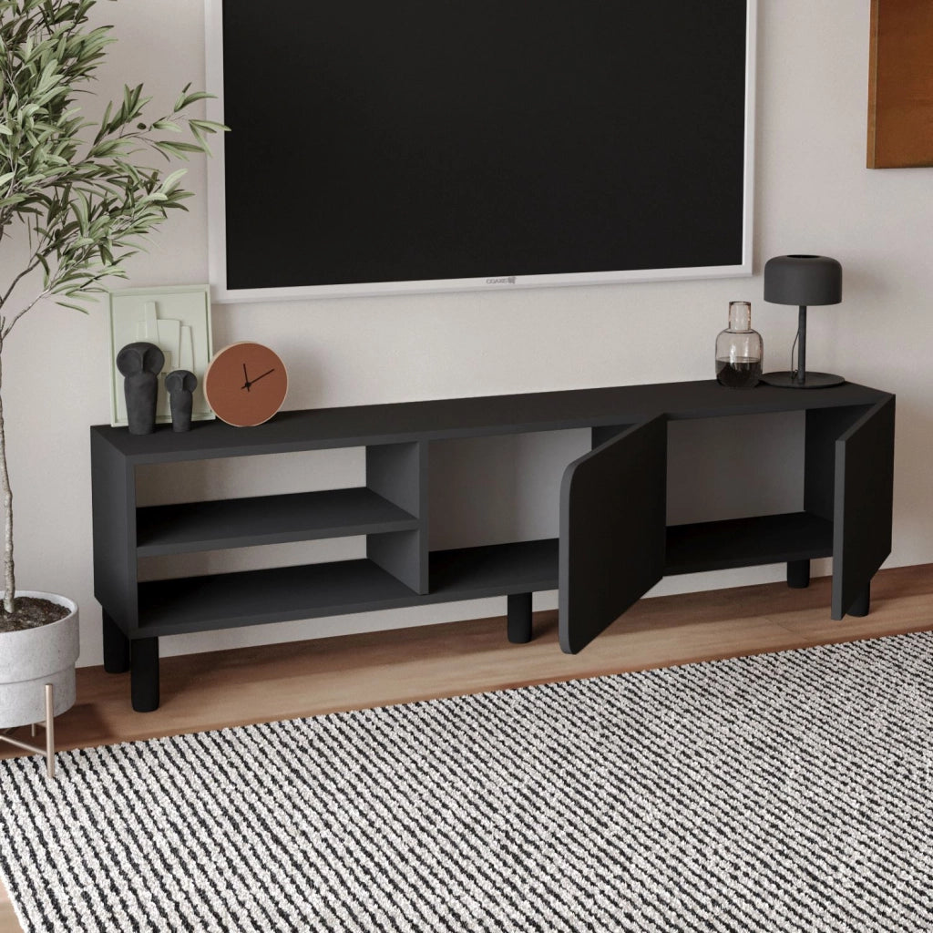 Porta TV in legno "River" - 150 x 31,4 x 48,2 cm - Antracite