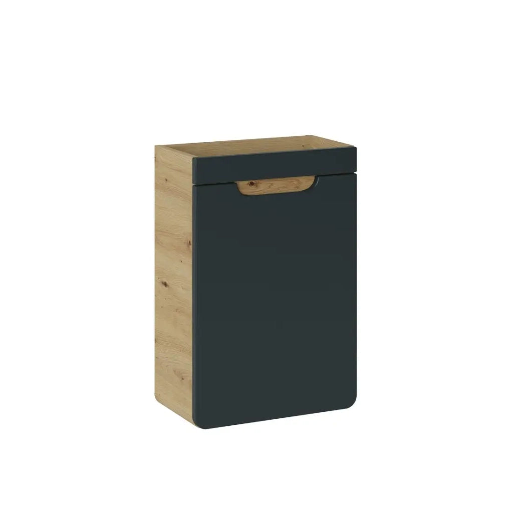 Mobile sottolavabo ERBANO – 1 porta – 40 cm – Rovere chiaro e grigio antracite – Compatto sospeso