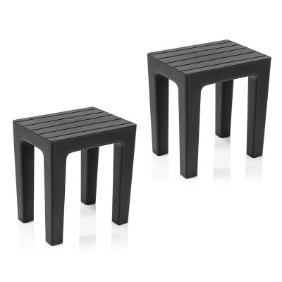 Set 2 pezzi Lello lo sgabello multiuso Nero ad alta resistenza con effetto legno