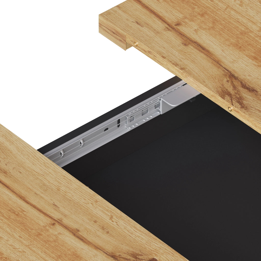 Tavolo da pranzo 110x80x75 cm estensibile con vano contenitore in MDF e metallo naturale