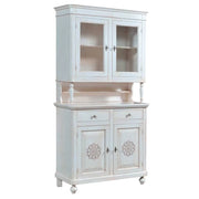 Cristalliera 2 ante legno massello bianco invecchiato l.104 p.43 h.208 - Mobili 2G