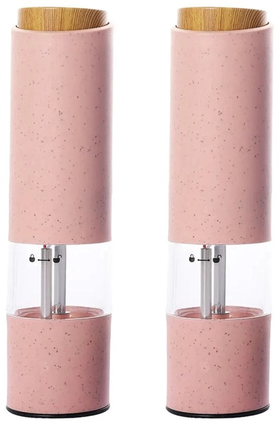 Pepper mill elettrica, moinitore di sale e spezie con illuminazione, meccanismo di molaria ceramica, grado di molarità regolabile, alimentata da batterie (2 pezzi, rosse, batterie non incluse).