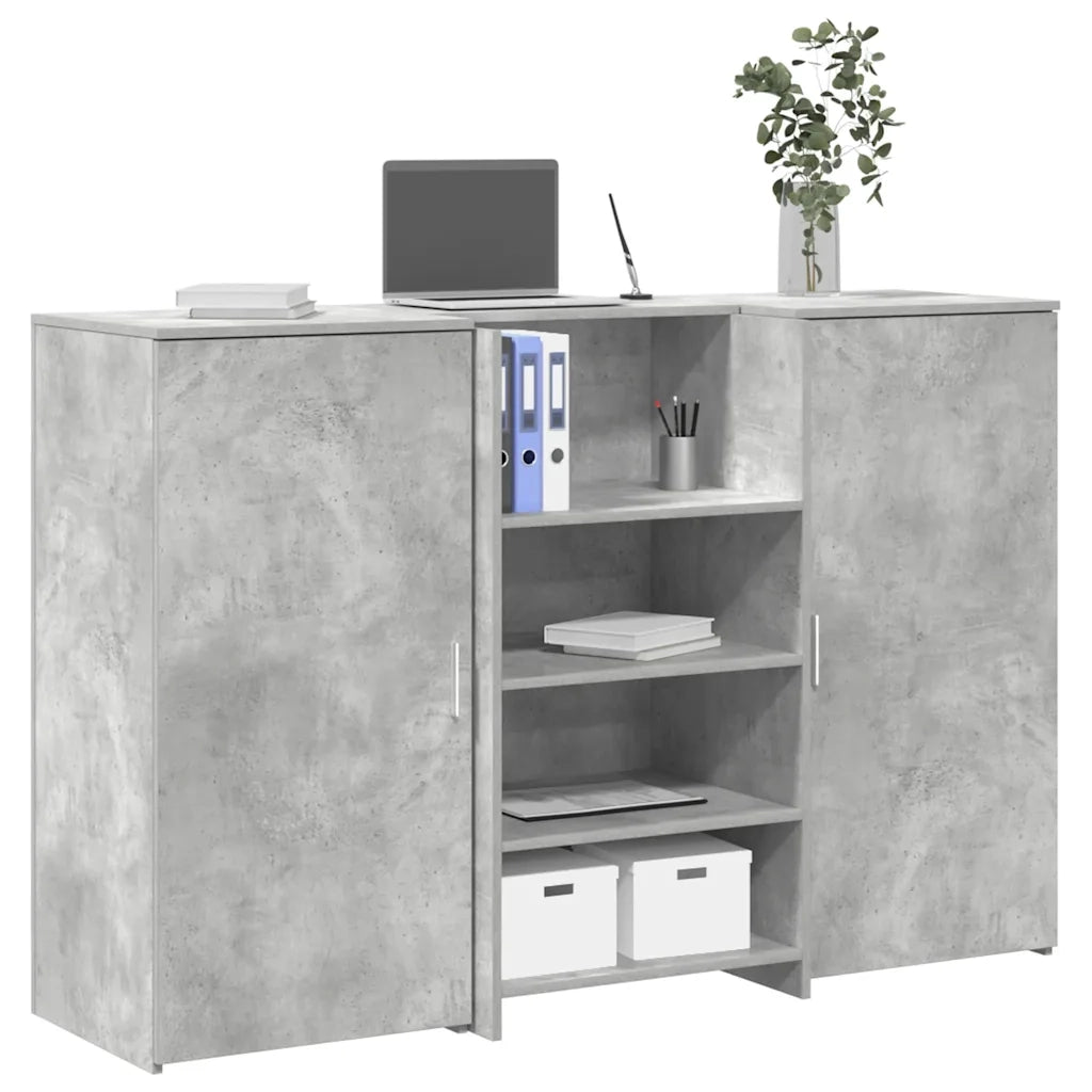 vidaXL Banco Reception Grigio Cemento 155x50x103,5cm Legno Multistrato