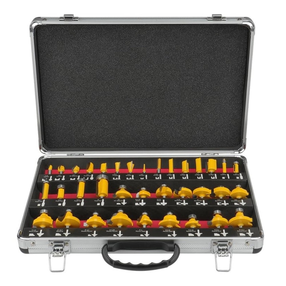 Kit Set 35 Frese Fresa Fresatrice Pantografo Punte per Legno Gambo 6 mm 610113