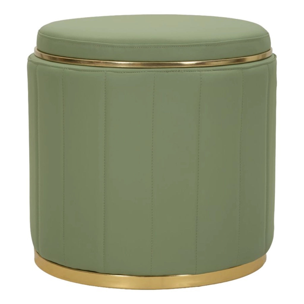 Pouf London in ecopelle verde con dettagli oro