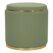 Pouf London in ecopelle verde con dettagli oro