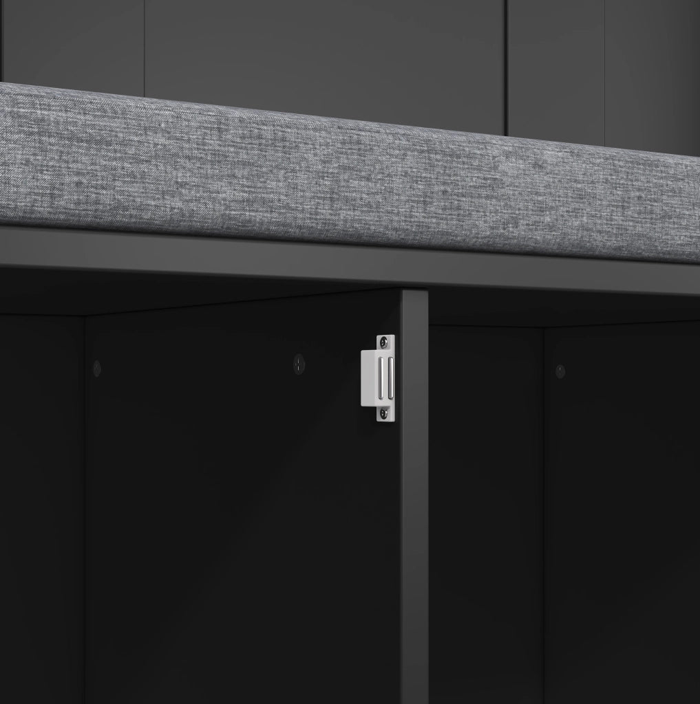 Appendiabiti da ingresso con panca e scarpiera, nero, 120×40×191 cm
