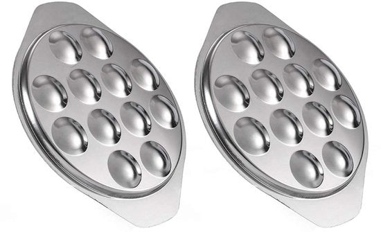 Piatto a due parti per lumache, set di utensili per frutti di mare, 12 fori, piatto per lumache, casa per lumache, piatto per lumache, tavola per escargot, acciaio inossidabile, tavola per cibo per ristoranti e alberghi