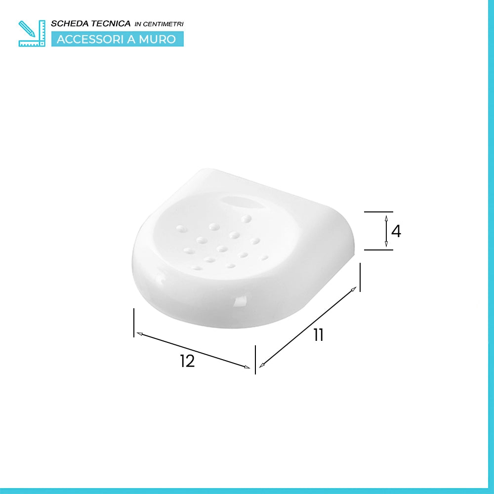 Set accessori a muro 7 pezzi in ABS bianco con doppio fissaggio  Gioia