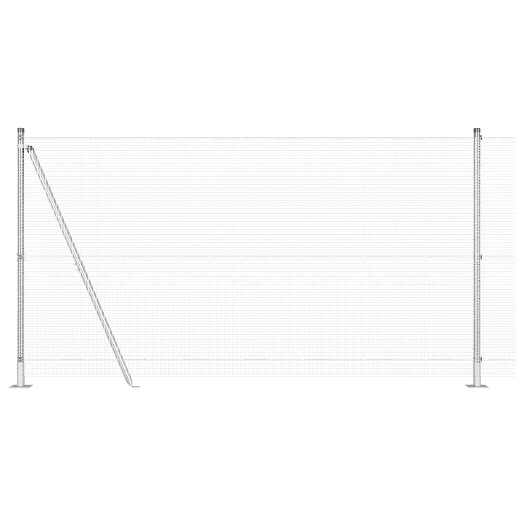 Recinzione in rete saldata con 13 pali flangiati 1,2x50 m Acciaio zincato