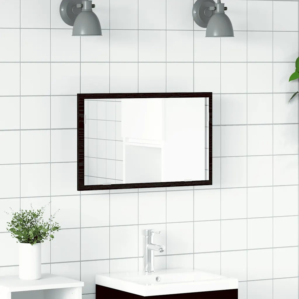 Specchio da Bagno con Luci LED Rovere Nero 60x8,5x37 cm