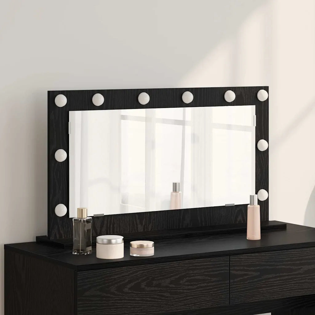 Specchio da Vanità Rettangolare Rovere Nero 80 x 45 x 18 cm 868318