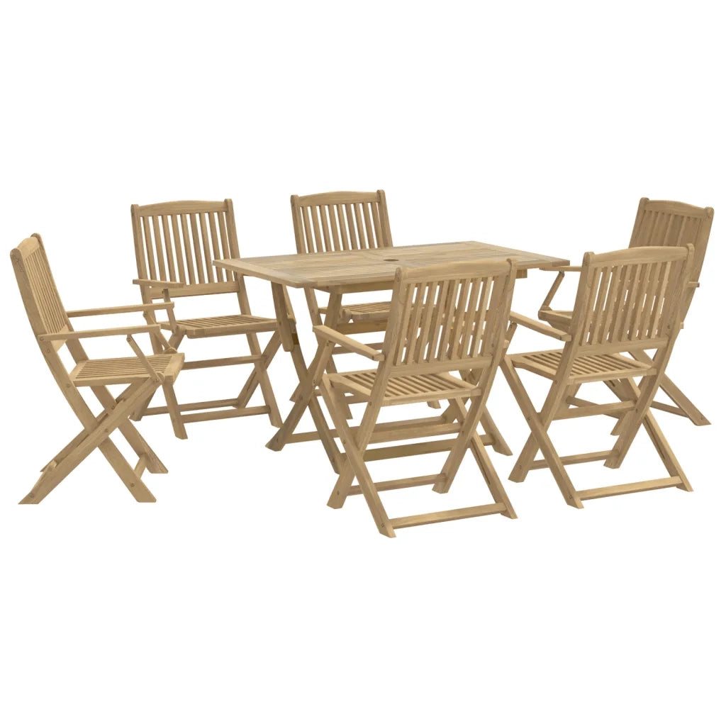 Set da Pranzo da Giardino 7 pz in Legno Massello di Acacia
