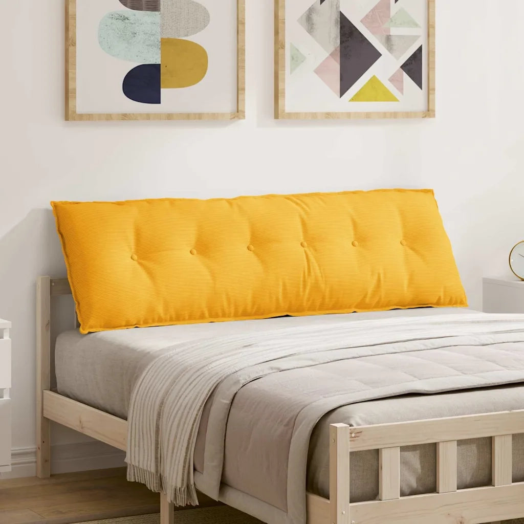 Cuscino per Schiena Giallo Chiaro 160 x 50 cm Tessuto in Cords 42014914