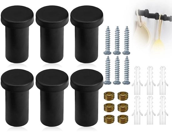Set di 6 grucce per asciugamani in acciaio inossidabile - grucce per abbigliamento con viti - grucce per parete resistenti all'usura e all'ossidazione - design moderno in acciaio nero