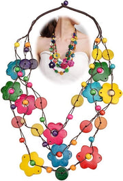 Collezione Premium - Lunga collana bohemienne con pendente di cocco e perle colorate - Accessori da spiaggia per signore e bambine