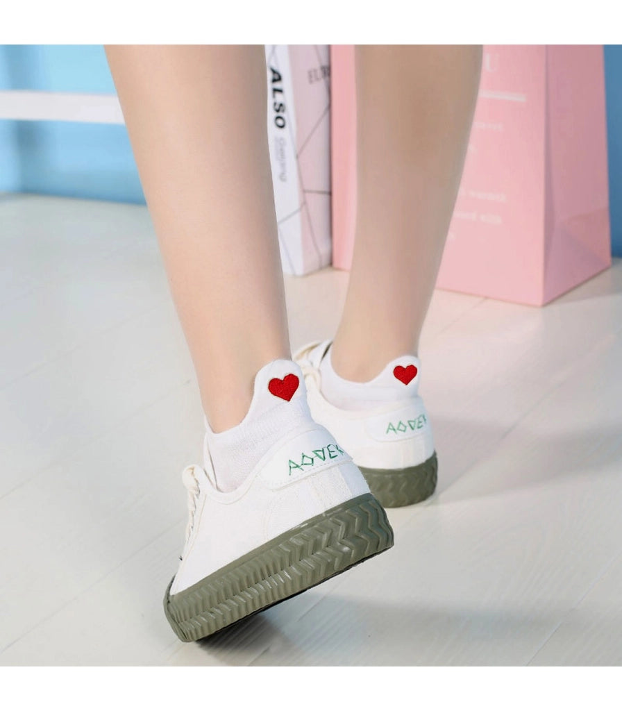 Calzini Bassi in Cotone | Ricamati con Cuori ed Emoji sul Tallone | Taglia Unica 35–40 EU