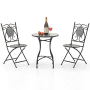 Set da bistrot da esterno 3 pezzi con attraente motivo a mosaico, Set da pranzo in metallo robusto per interno-Set mobili da esterno