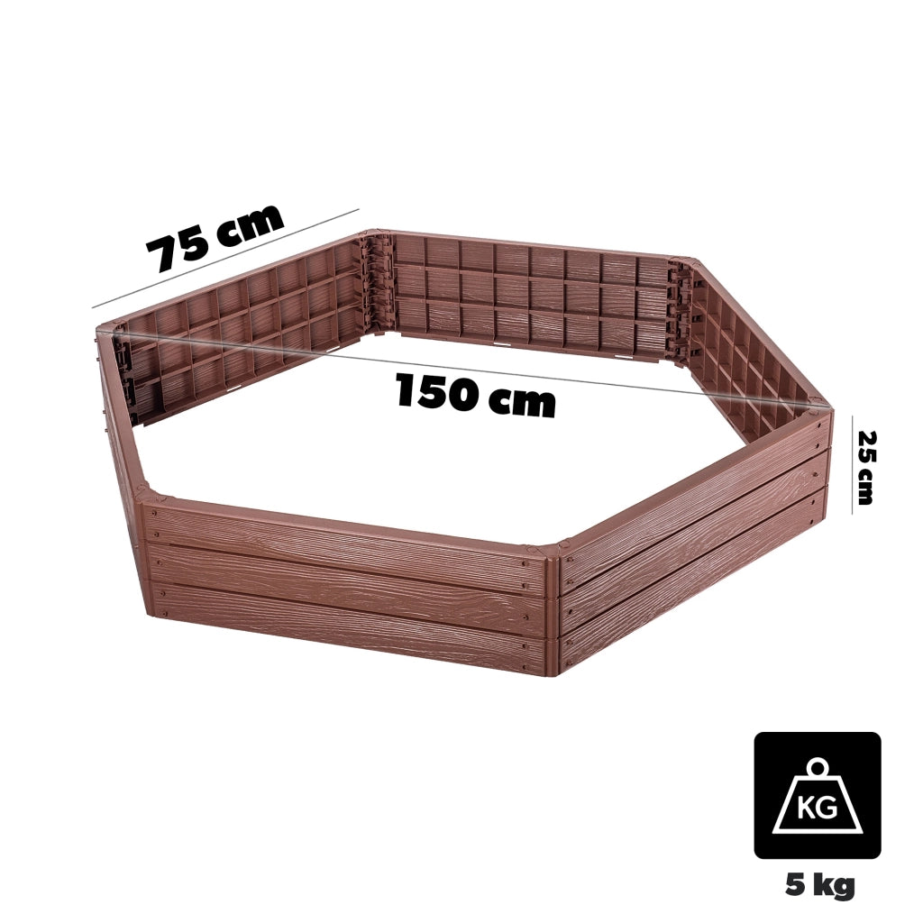Aiuola rialzata per ortaggi KADAX, fioriera da giardino marrone 150x75 cm