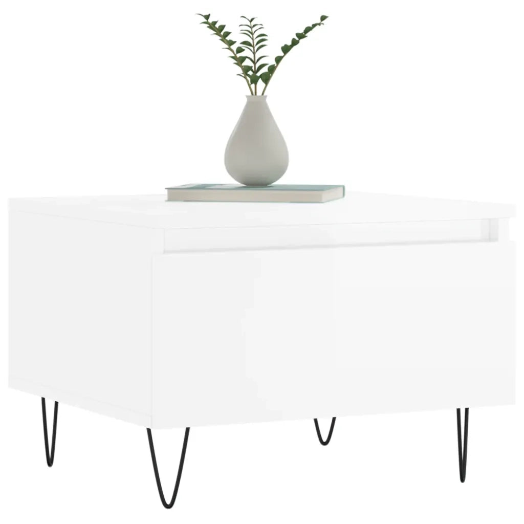 2 pz Tavolini salotto | Tavolino da caff¨¨ | Tavolino da Soggiorno Bianco Lucido 50x46x35cm Legno Multistrato
