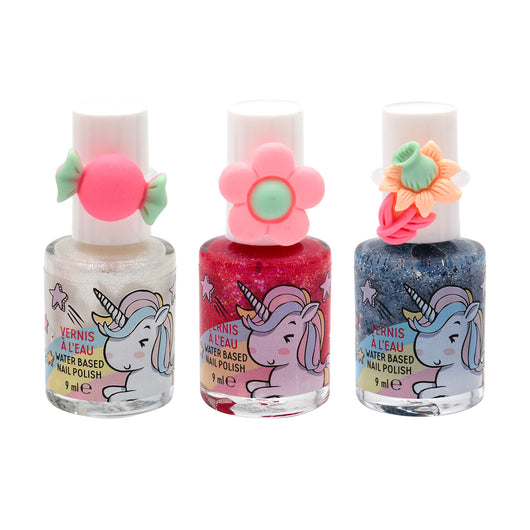 Box 3 Smalti Unicorno per Bambini a Base d’Acqua 9 ml Profumazione Rosa
