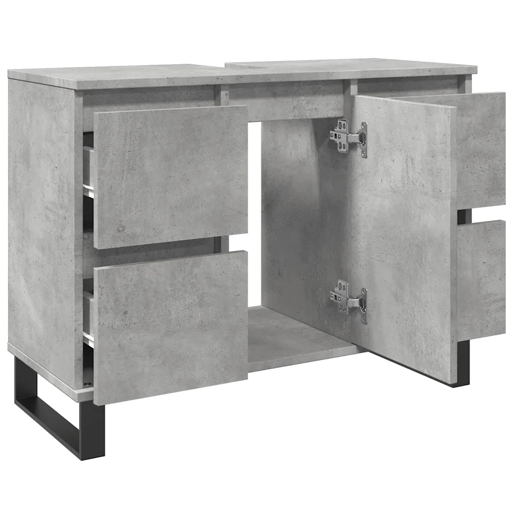 Armadietto da Bagno Grigio Cemento 80x33x60cm Legno Multistrato 857237