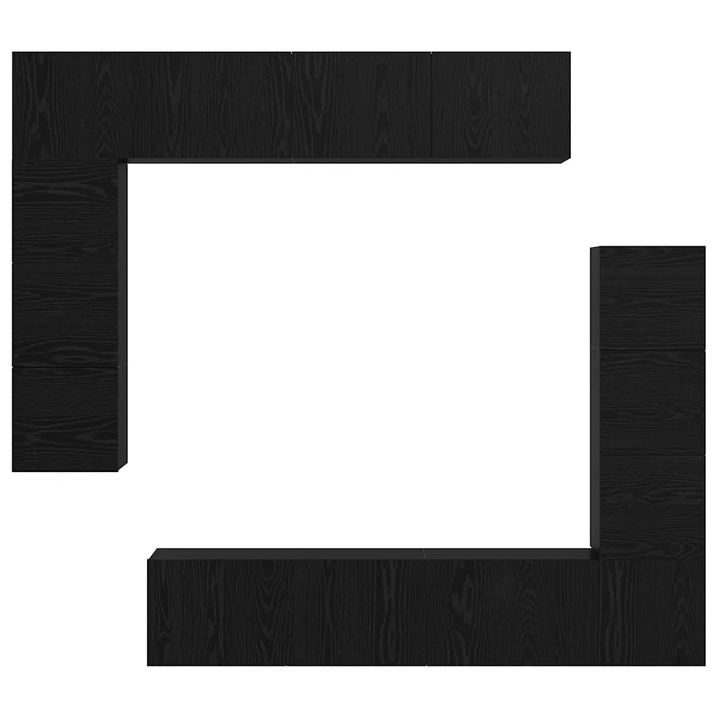 vidaXL Set mobile TV 8 pcs Rovere nero 80 x 30 x 30 cm