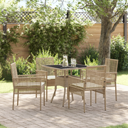 Set da pranzo da giardino 5 Pezzi Beige Polyrattan