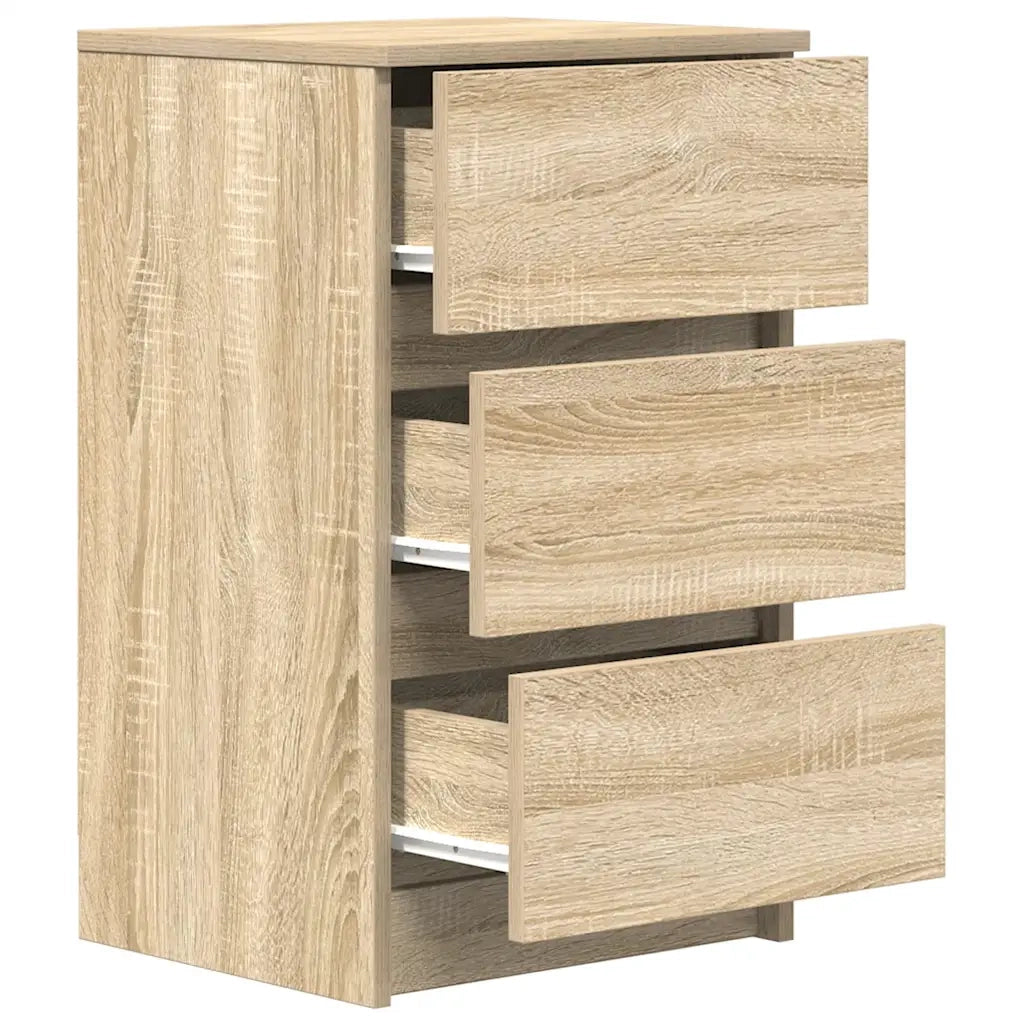 Comodini con 3 Cassetti 2 pz Rovere Sonoma 39x35x65 cm