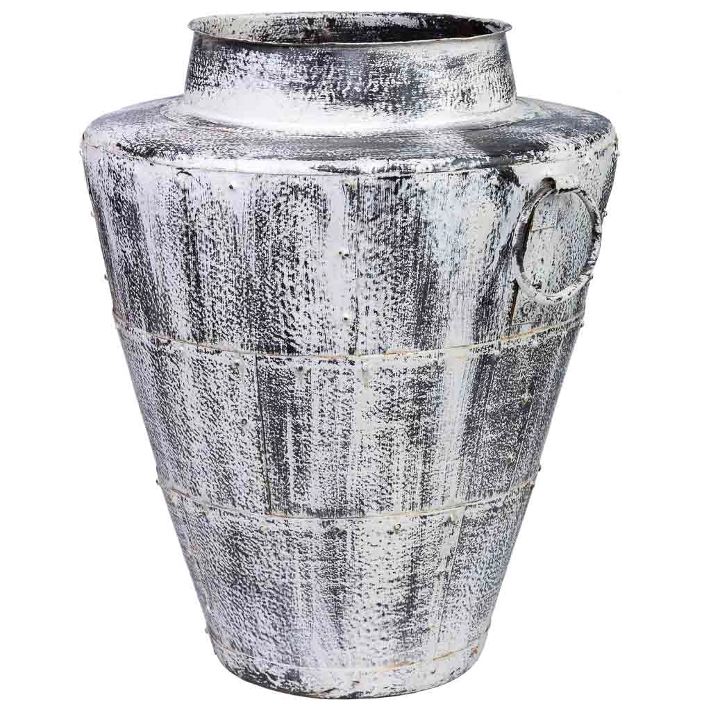 Vaso in metallo invecchiato bianco 50x50x58