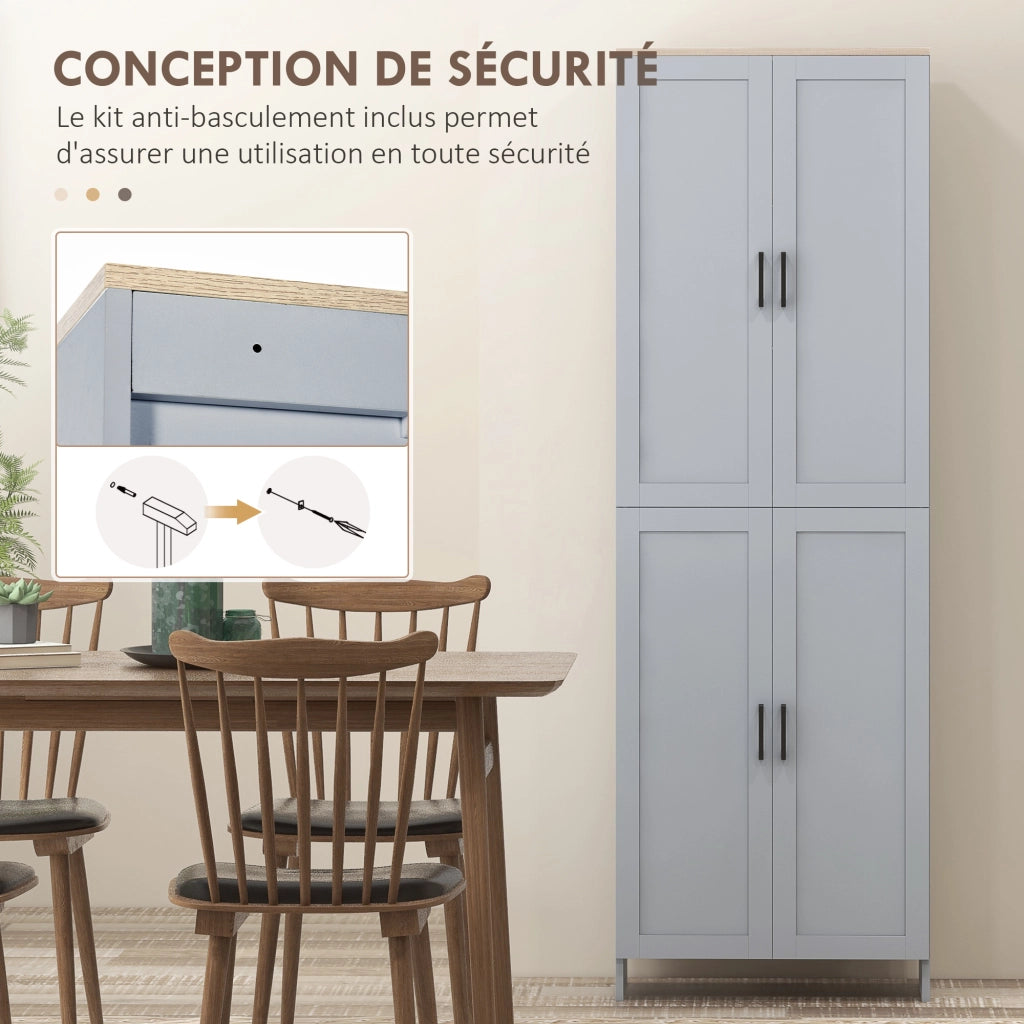 Credenza cucina 4 ante ¨C Xylo ¨C grigio 170 cm con ripiani regolabili