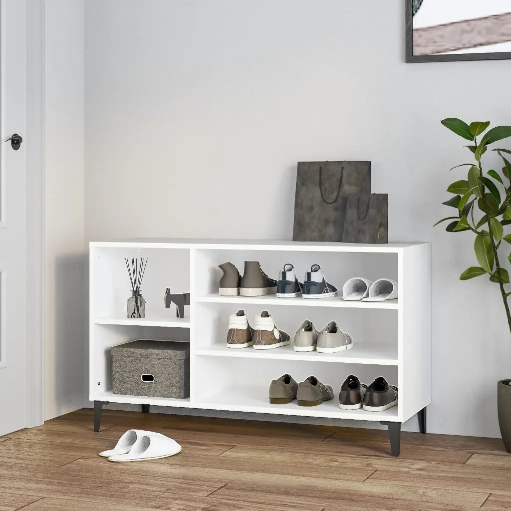 Scarpiera-Scaffale per scarpe Bianca 102x36x60 cm in Legno Multistrato 447719