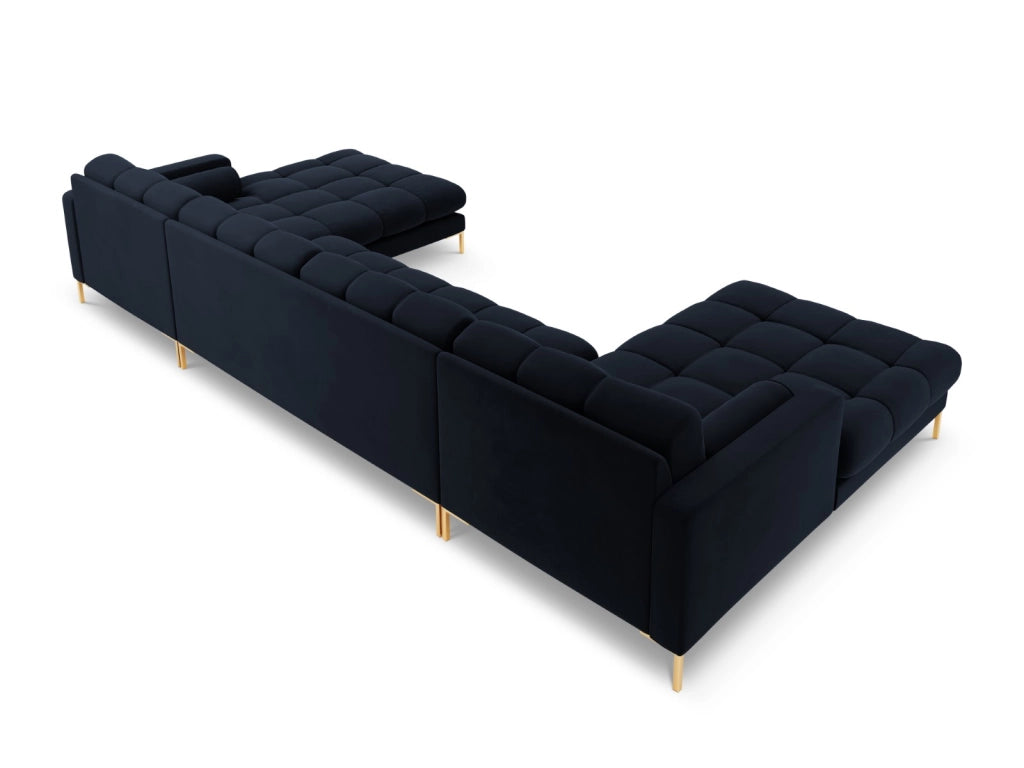 Cosmopolitan Design - Divano panoramico "Bali" 7 posti in velluto blu scuro 