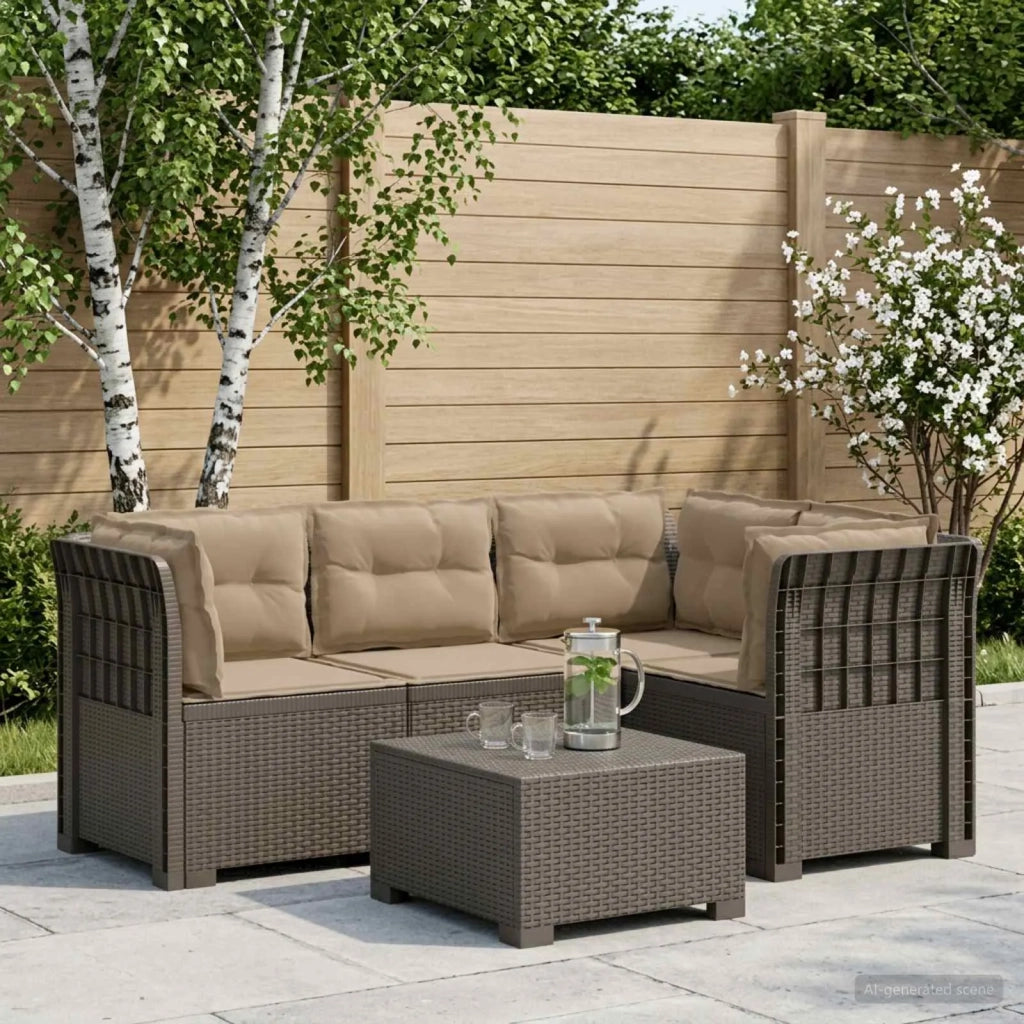 Divano da Giardino 4 Posti con Cuscini Aspetto Rattan PP 3443992