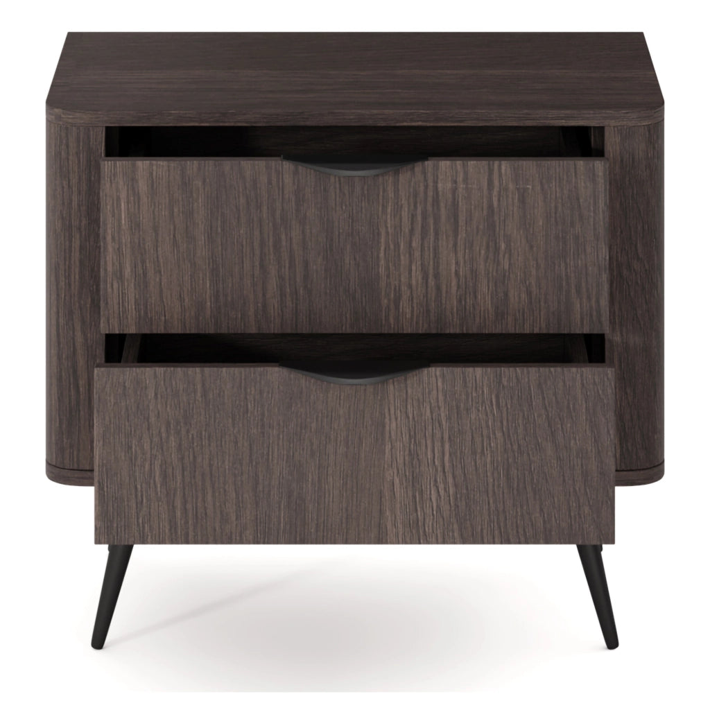Gasi, Comodino 2 Cassetti, 63x38x55h cm Marrone Noce