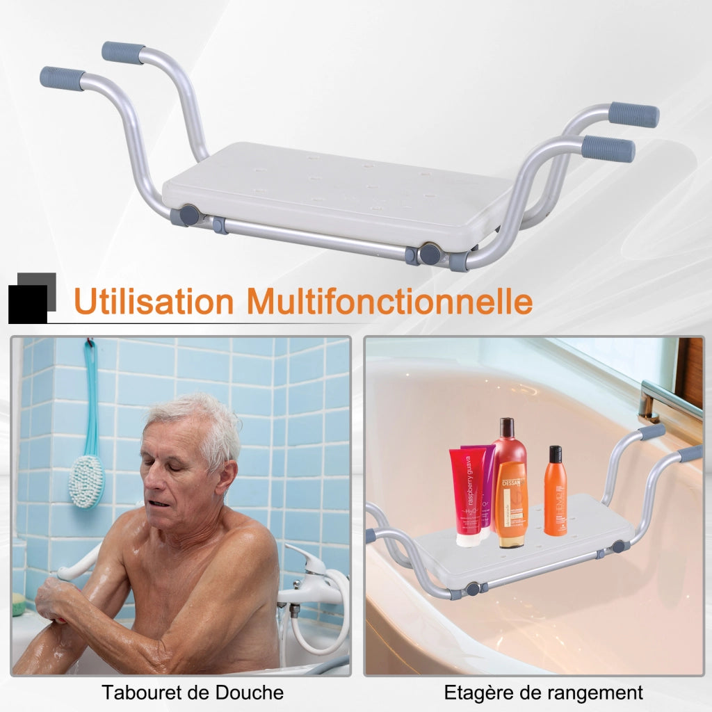 Sgabello da Bagno Sospeso Regolabile ¨C zephmum ¨C Bianco 73-83x22x18 cm
