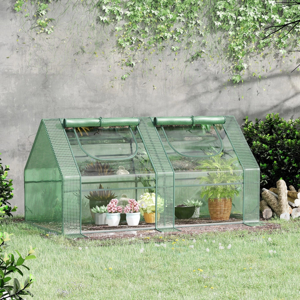 Serra per Piante 2 Coperture PE PVC ¨C zephmum ¨C Struttura Acciaio Verde 180x90x90cm