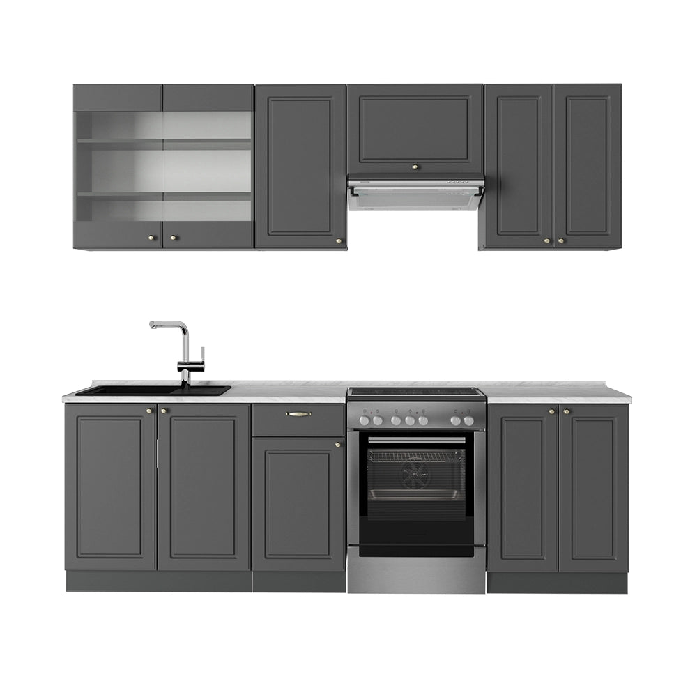 Cucina componibile Fame-Line Oro-antracite rustico/Antracite 240 cm, PL Marmo Vicco