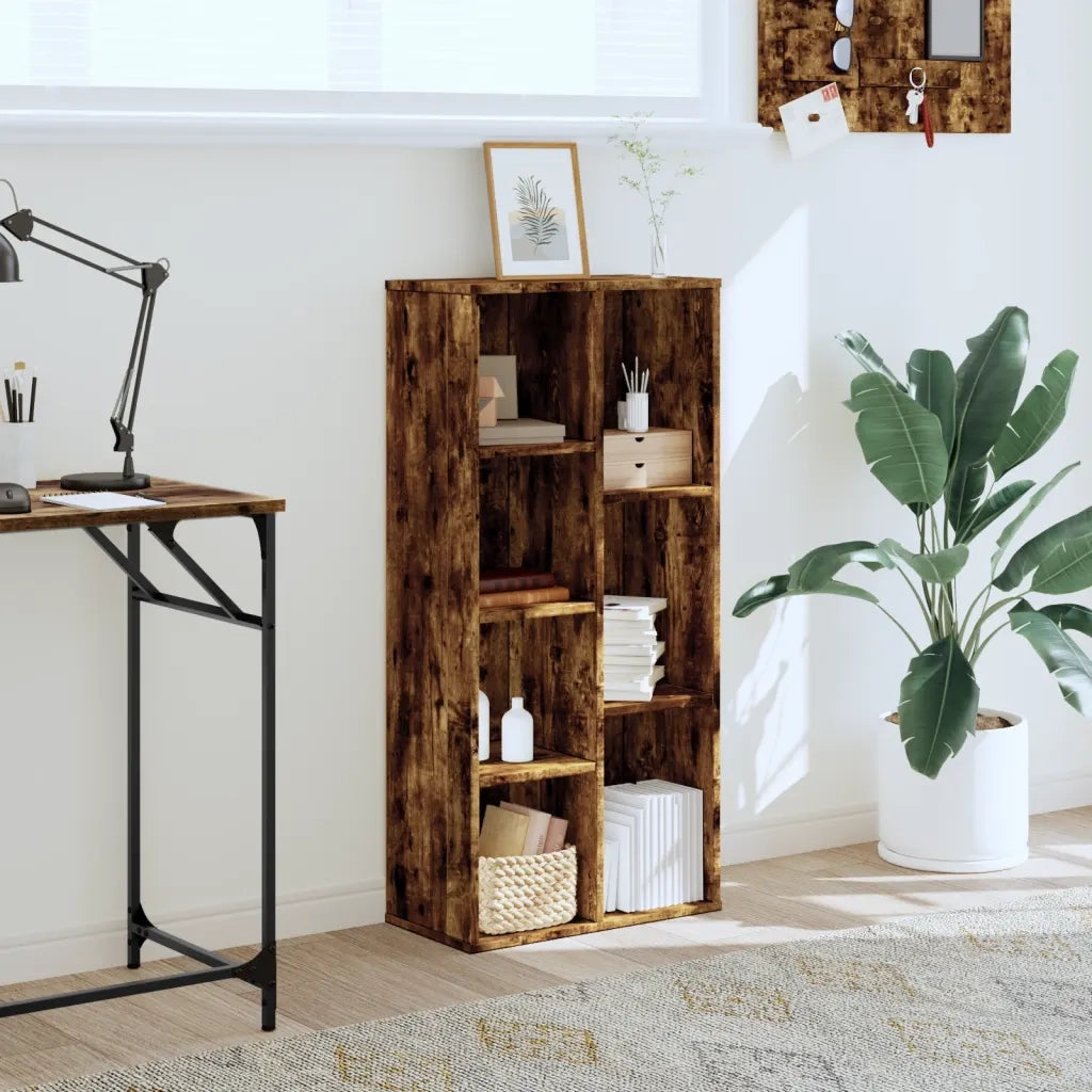 Libreria-Scaffale per Libri-Mobile di Stoccaggio Rovere Fumo 50x25x105 cm in Legno Multistrato