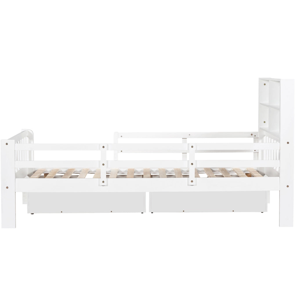 Letto per bambini bianco con funzione lavagna e cassetti in legno massello e MDF 90x200 cm