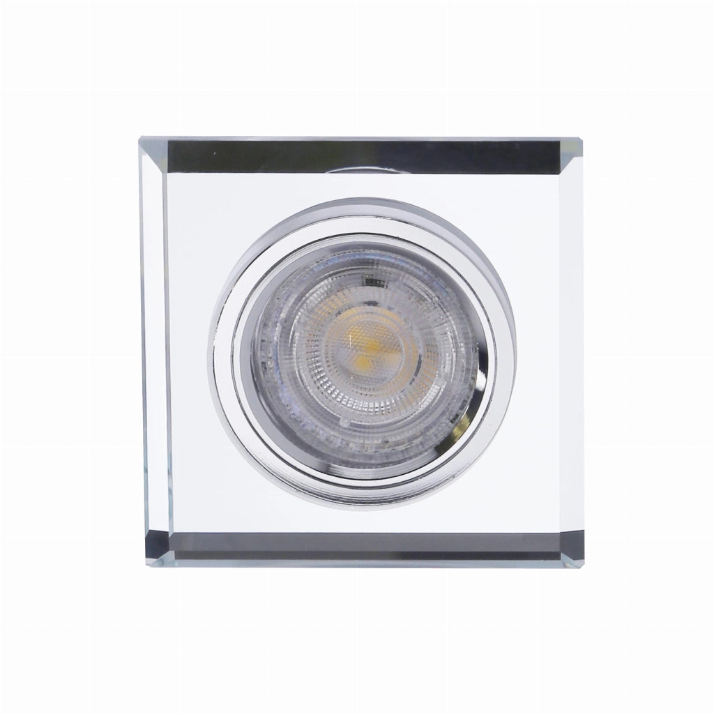 Faretto incasso quadrato vetro cromo GU10+LED Candellux SS-22