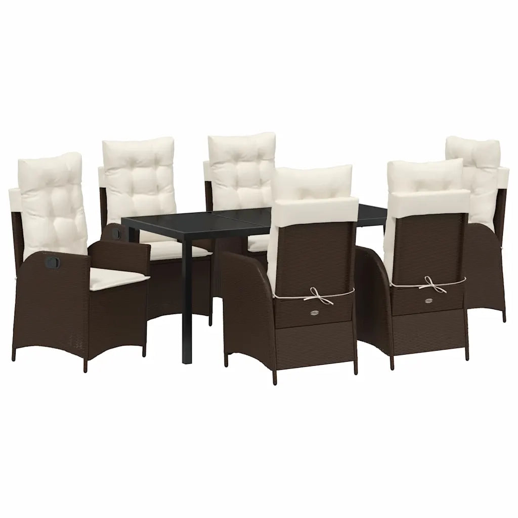 Set da Pranzo per Giardino con cuscino 7 pcs Marrone polyrattan 3380495